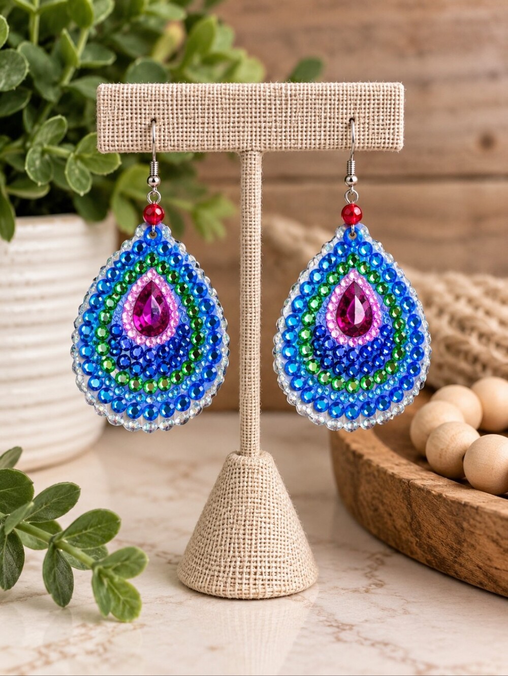 Diamond Art‎ Completed Sealed Boho Earrings
